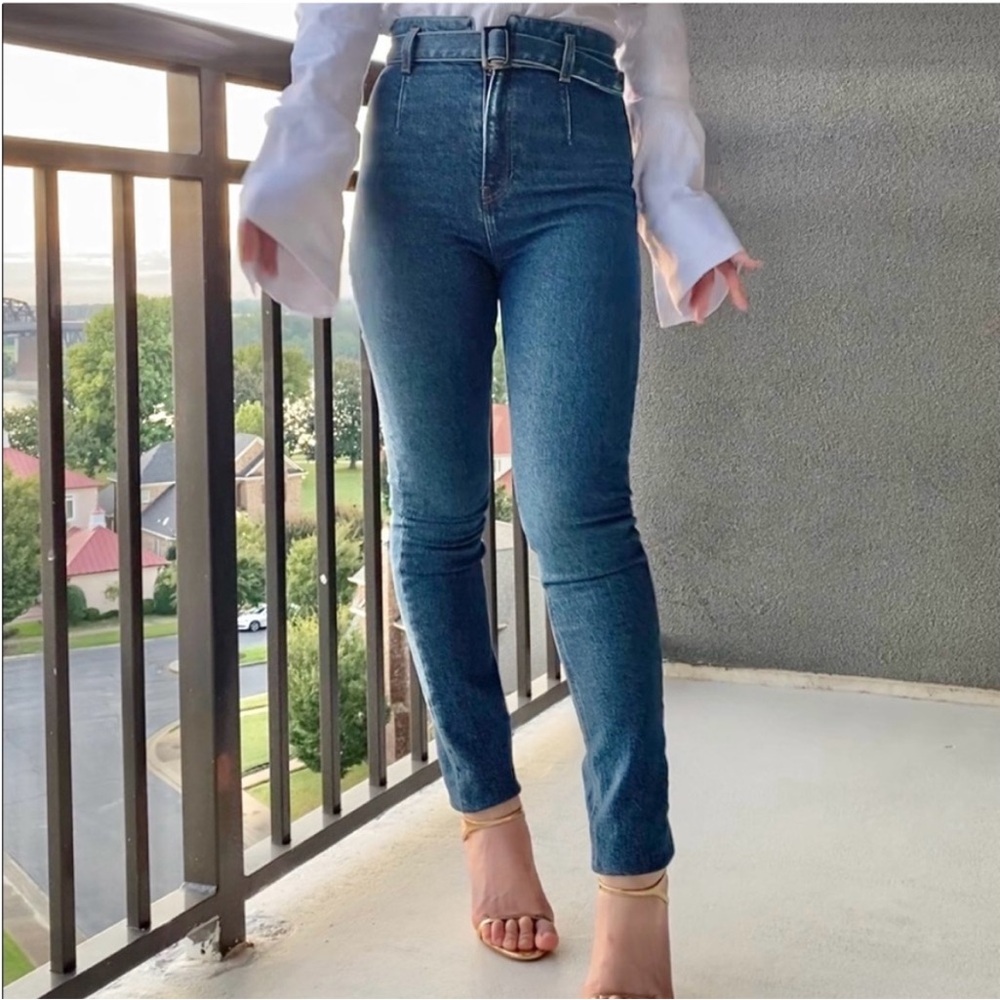 REFORMATION Kayo high and Skinny denim blue jeans women’s size 29 raw hem